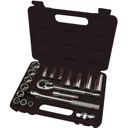 ISK-3820M 6-Point Metric Socket Set, 20 Pcs, 3/8" Drive Size, Deep - JET 020124