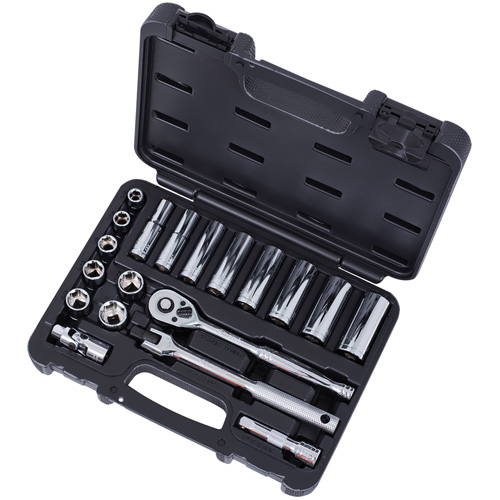 SAE Socket Set, 20 Pcs, 3/8" Drive Size, Deep - JET 020123