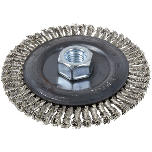 Stringer Bead Brush, 5" Dia., 0.022" Fill, 5/8"-11 Arbor, Stainless Steel - JET 553462