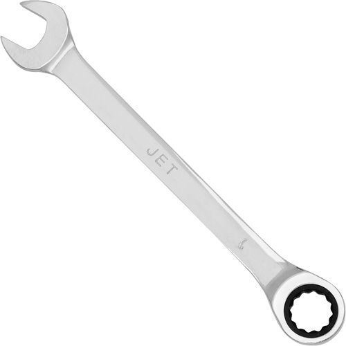 Cl&eacute; mixte &agrave; cliquet &agrave; motif long non r&eacute;versible, 10 mm, Fini Chrome - JET 701155