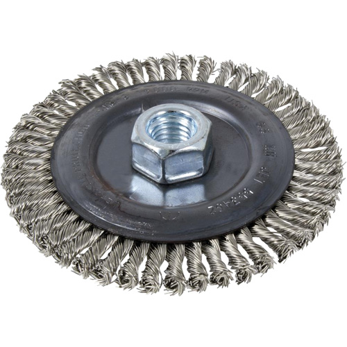 Brosse pour cordon de soudure, Dia. 4", Fils 0,022", Arbre 5/8"-11, Acier inoxydable - JET 553441
