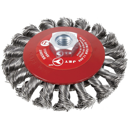 Brosse conique &agrave; fils torsad&eacute;s BK520T, Dia. 5", Arbre 5/8-11 - JET 554311