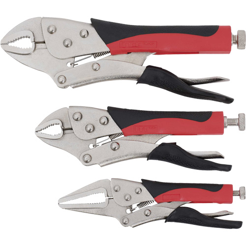 Jeu de pinces-&eacute;taux &agrave; manche rembourr&eacute;, Longueur 6"/10"/7", M&acirc;choire courb&eacute;e/Bec long - JET 020606