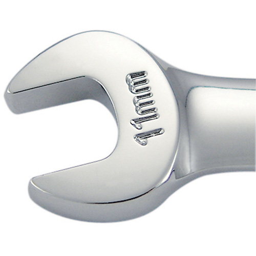 Cl&eacute; mixte &agrave; cliquet &agrave; motif long non r&eacute;versible, 11 mm, Fini Chrome - JET 701156
