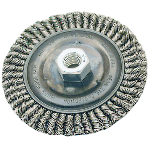 Stringer Bead Brush, 4" Dia., 0.022" Fill, 5/8"-11 Arbor, Steel - JET 553432