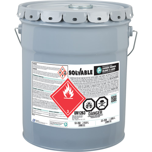 Diluant pour laque de calibre professionnel, Seau, 18,9 L - Solvable 53-358
