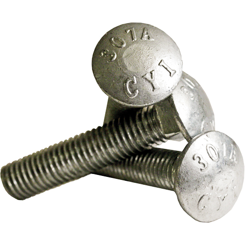 Carriage Bolt Full thread, 5/16" x 2-1/2" L, Galvanized, Coarse -  