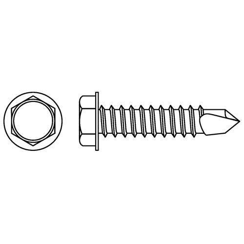 Self Drill Hex Washer Head Screws, #10 x 5/8" L, Zinc Plated - Fasteners & Fittings Inc. 137108