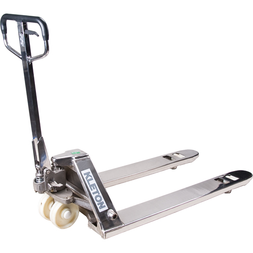 Manual Pallet Trucks, Stainless Steel, 48" L x 27" W, 5500 lbs. Capacity - KLETON 