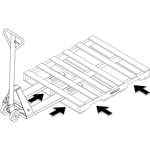 4-Way Hydraulic Pallet Truck, 48" L x 7" W, 4000 lbs. Capacity - Wesco 273400