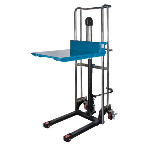 Hydraulic Platform Lift Stacker, Foot Pump Operated, 880 lbs. Capacity, 60" Max Lift - KLETON 
