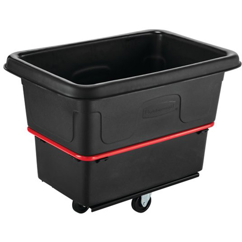 Chariot utilitaire &agrave; usage intensif, Plastique recycl&eacute; noir, 26"/38-3/8" lo x 26"/38-2/5" la x 28-1/4"/28-3-10" h, Volume 8 pi³, Capacit&eacute; 700 lb - Rubbermaid FG470800BLA