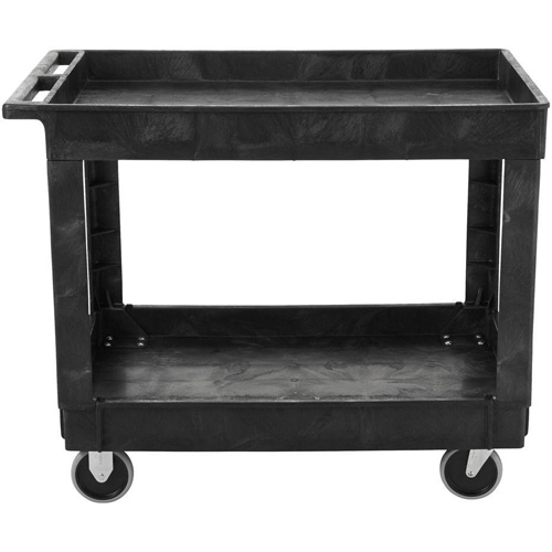 Flat Handle Utility Cart, 2 Tiers, 40" x 32-1/4" x 24", 500 lbs. Capacity - Rubbermaid FG9T6700BLA