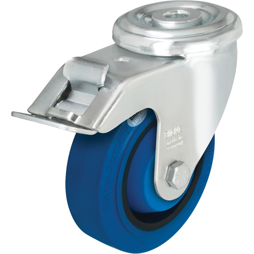 Roulette en caoutchouc rigide, Pivotant avec frein, Diam&egrave;tre 4", Capacit&eacute; 330 lb (149,685 kg) - Blickle LER-POEV 102KA-FI-SB