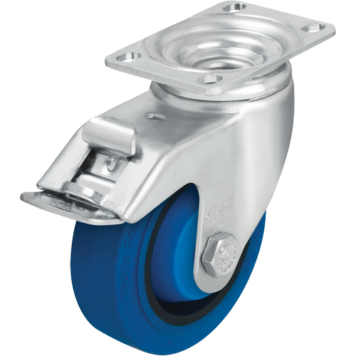 Caster, Swivel with Brake, 4" (101.6 mm), Hard Rubber, 400 lbs. (181 kg.) - Blickle L-POEV 102KA-12-FI-SB