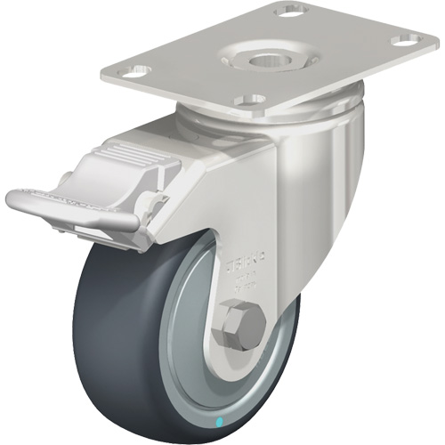 Caster, Swivel with Brake, 3-1/8" (79.5 mm), Thermoplastic Rubber-Elastomer, 220 lbs. (100 kg.) - Blickle LKPXA-TPA 80KFD-12-FI