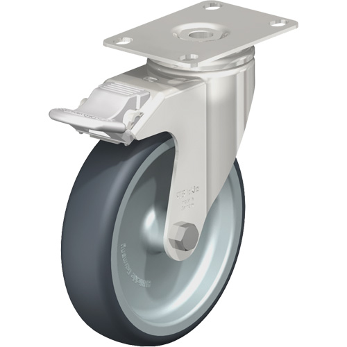 Roulette, Pivotant avec frein, 5" (127 mm), &eacute;lastom&egrave;re de caoutchouc thermoplastique, 265 lb (120 kg) - Blickle LKPXA-TPA 126G-12-FI