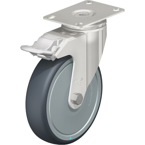 Caster, Swivel with Brake, 5" (127 mm), Thermoplastic Rubber-Elastomer, 265 lbs. (120 kg.) - Blickle LKPXA-TPA 126KFD-12-FI