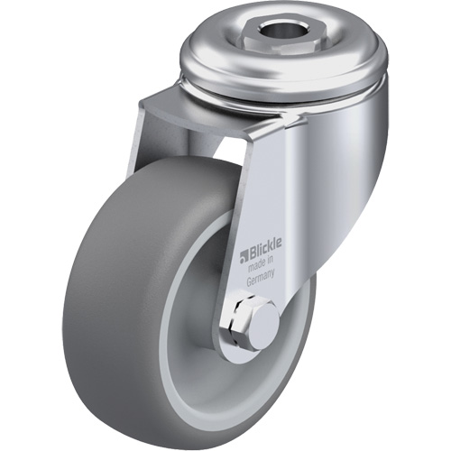 Roulette en &eacute;lastom&egrave;re thermoplastique de haute qualit&eacute;, Pivotant, Diam&egrave;tre 3-1/8" (79,5 mm), Capacit&eacute; 220 lb (100 kg) - Blickle LKRA-TPA 80G