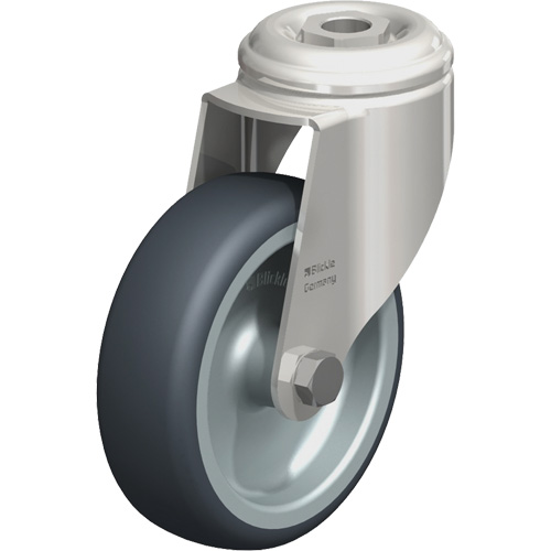Stainless Steel Thermoplastic Elastomer Caster, Swivel, 4" (102 mm) Dia., 240 lbs. (108 kg.) Capacity - Blickle LKRXA-TPA 101G