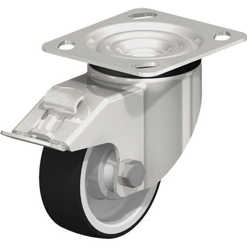 Roulette, Pivotant avec frein, 4" (101,6 mm), Polyur&eacute;thane thermoplastique, 660 lb (300 kg) - Blickle LKX-POTH 100KAD-14-FI