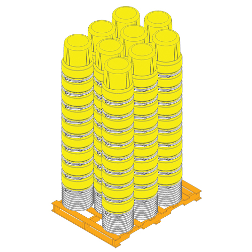 Baril emboîtable en poly&eacute;thyl&egrave;ne, 10 gal. US (8,33 gal. imp.), Dessus ouvert, Jaune - Eagle Mfg. 1609