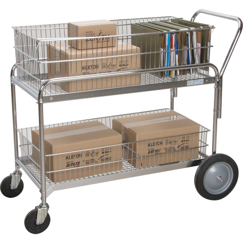 Chariot de bureau en treillis m&eacute;tallique pour le courrier, 250 lb Capacit&eacute;, Chrome, 23" p x 42" la x 38" h, Chrom&eacute; - KLETON 