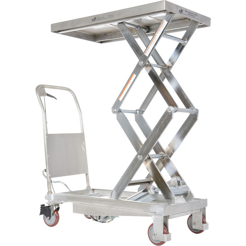 Manual Hydraulic Scissor Lift Table, 35-1/2" L x 20" W, Partial Stainless Steel, 800 lbs. Capacity - Vestil CART-800-D-PSS