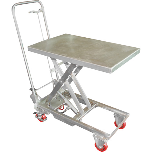 Table &eacute;l&eacute;vatrice hydraulique manuelle &agrave; ciseaux, 27-1/2" lo x 17-3/4" la, Acier inoxydable, Capacit&eacute; 200 lb - Vestil SSSC-200