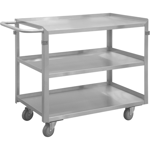 Industrial Grade Shelf Cart, 3 Tiers, 16-3/4" W x 34" H x 30-7/16" D, 600 lbs. Capacity - Durham Manufacturing SRSC2016243FLD4PU