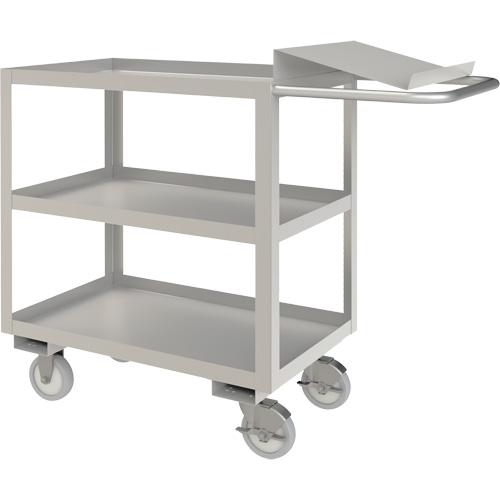 Industrial Grade Order Picking Cart, 39" H x 18-1/8" W x 45" D, 3 Shelves, 1200 lbs. Capacity - Durham Manufacturing SOPC1618303ALU5PU