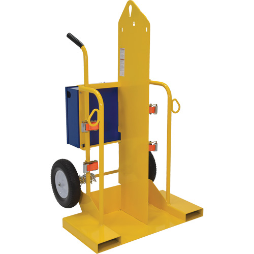 Welding Cylinder Torch Cart, Foam-Filled Wheels, 24" W x 19-1/2" L Base, 500 lbs. - Vestil CYL-2-FF