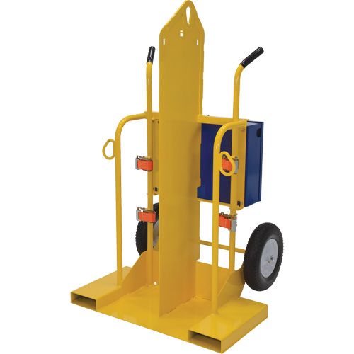 Welding Cylinder Torch Cart, Foam-Filled Wheels, 24" W x 19-1/2" L Base, 500 lbs. - Vestil CYL-2-FF