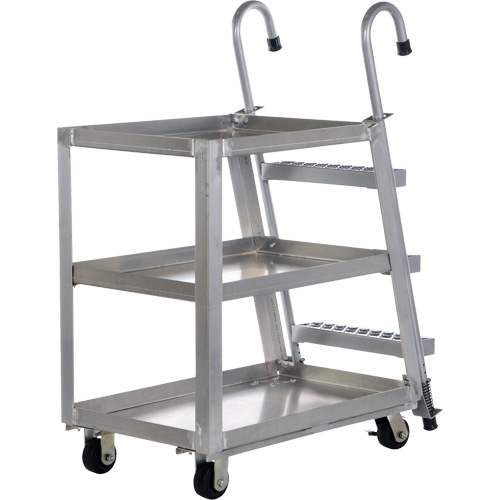 Chariot de pr&eacute;l&egrave;vement de stock, Aluminium, 21-7/8" la x 40" p, 3 tablettes, Capacit&eacute; 660 lb - Vestil SPA3-2236
