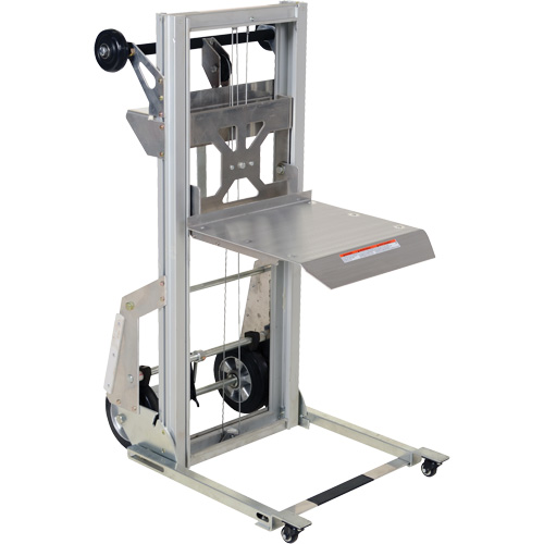 Portable Aluminum Load Lifter, Foot Pump Operated, 200 lbs. Capacity, 61" Max Lift - Vestil PALL-200