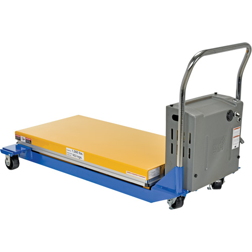 Table &eacute;l&eacute;vatrice aliment&eacute;e c. c. et manuelle &agrave; ciseaux, Acier, 48" lo x 24" la, Capacit&eacute; 1000 lb - Vestil CART-24-10-DC