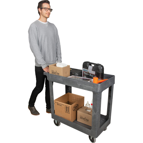 Chariot utilitaire pour l'entretien, 2 tiers, 16-1/2" x 32-1/2" x 34-1/2", Capacit&eacute; 550 lb - KLETON 