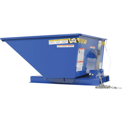 Low Profile D-Style Self Dumping Hopper, Steel, 1/3 cu.yd., Blue - Vestil D-33-LD-LP