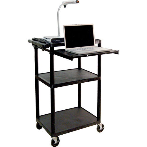 Chariot utilitaire &eacute;lectrique, 3 tiers, 24" x 42" x 18", Capacit&eacute; 300 lb - Luxor H. Wilson UCPL2LE-B