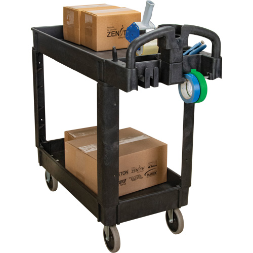 Chariot utilitaire, 2 tiers, 17-1/8" x 33-1/2" x 37-5/8", Capacit&eacute; 550 lb - KLETON 