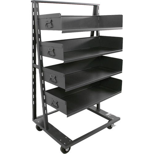 Chariot &agrave; cadre en A robuste &agrave; un c&ocirc;t&eacute; avec 4 grands plateaux, 38" x 25" x 63", Capacit&eacute; 2500 lb - Valleycraft F89069VCGY