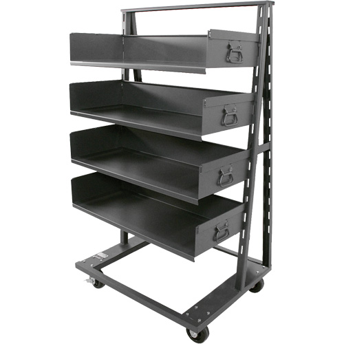 Chariot &agrave; cadre en A robuste &agrave; un c&ocirc;t&eacute; avec 4 grands plateaux, 38" x 25" x 63", Capacit&eacute; 2500 lb - Valleycraft F89069VCGY