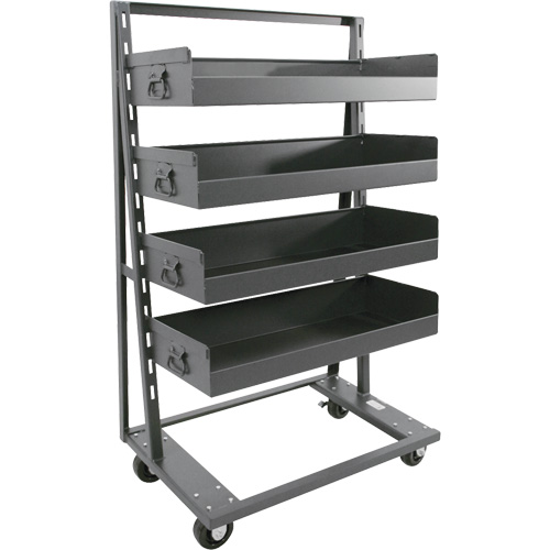 Chariot &agrave; cadre en A robuste &agrave; un c&ocirc;t&eacute; avec 4 grands plateaux &agrave; rebord, 38" x 25" x 63", Capacit&eacute; 2500 lb - Valleycraft F89071VCGY