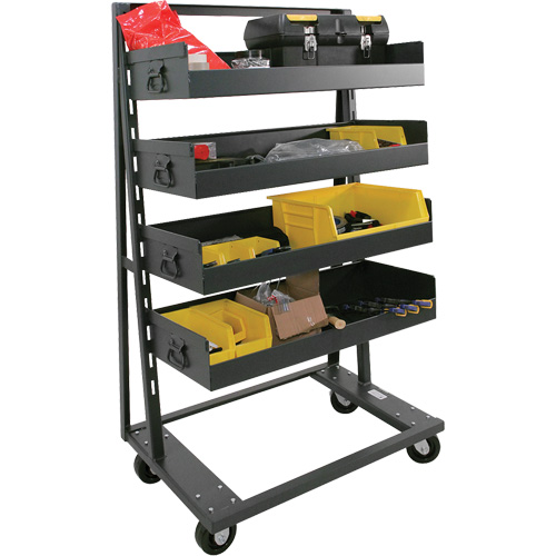 Chariot &agrave; cadre en A robuste &agrave; un c&ocirc;t&eacute; avec 4 grands plateaux &agrave; rebord, 38" x 25" x 63", Capacit&eacute; 2500 lb - Valleycraft F89071VCGY