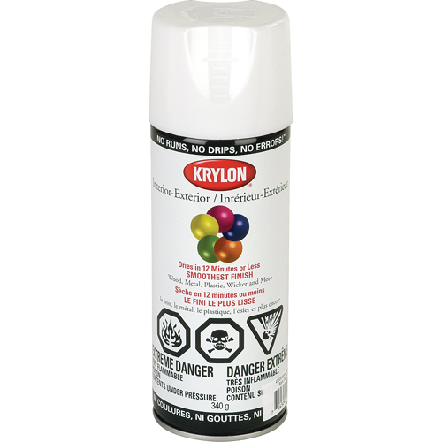 Industrial Acryli-Quik Lacquer, White, Semi-Gloss, 12 oz., Aerosol Can - Krylon Industrial K01508A07