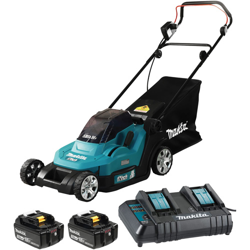 Ensemble de tondeuse LXT 36 V 5,0 Ah, Pouss&eacute;e, &agrave; pile, Largeur de coupe 17" - Makita DLM432CT2