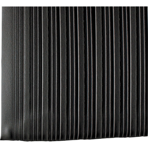 Tapis Tuff Sponge no 451, Rainur&eacute;, 2' x 18' x 3/8", Noir, &eacute;ponge en PVC - Wearwell 451.38X2X18BK