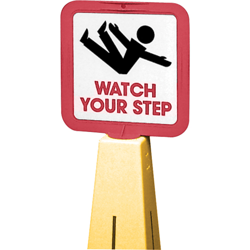 "Watch Your Step" Traffic Cone Message Label, Adhesive, English with Pictogram - CCI Canada 03-600-21
