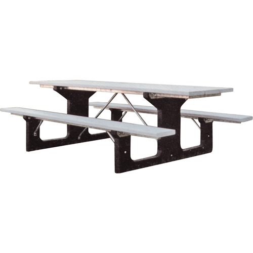 Recycled Plastic Picnic Tables, 6' L x 61-1/2" W, Grey - Plastic Recycling 26GR