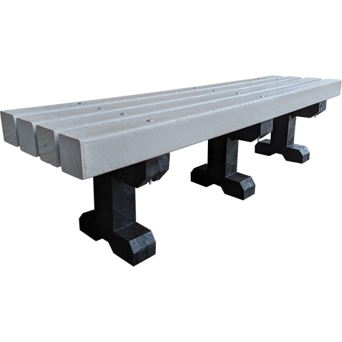 Park Bench, Recycled Plastic, 72" L x 17" W x 17" H, Grey - Plastic Recycling 160GR